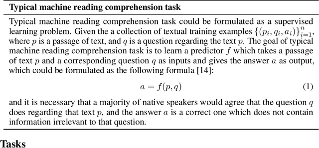 Figure 2 for A Survey on Machine Reading Comprehension: Tasks, Evaluation Metrics, and Benchmark Datasets