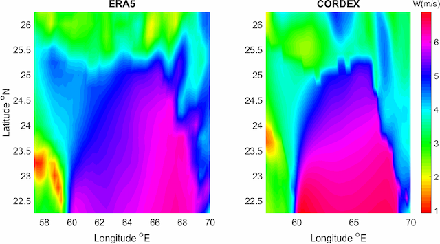 Figure 3 for Application of ERA5 and MENA simulations to predict offshore wind energy potential