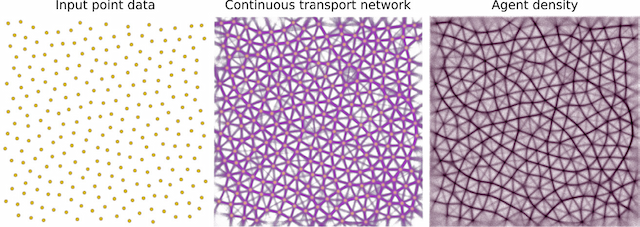 Figure 2 for Monte Carlo Physarum Machine: Characteristics of Pattern Formation in Continuous Stochastic Transport Networks