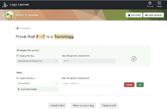 Figure 1 for LogicLearner: A Tool for the Guided Practice of Propositional Logic Proofs