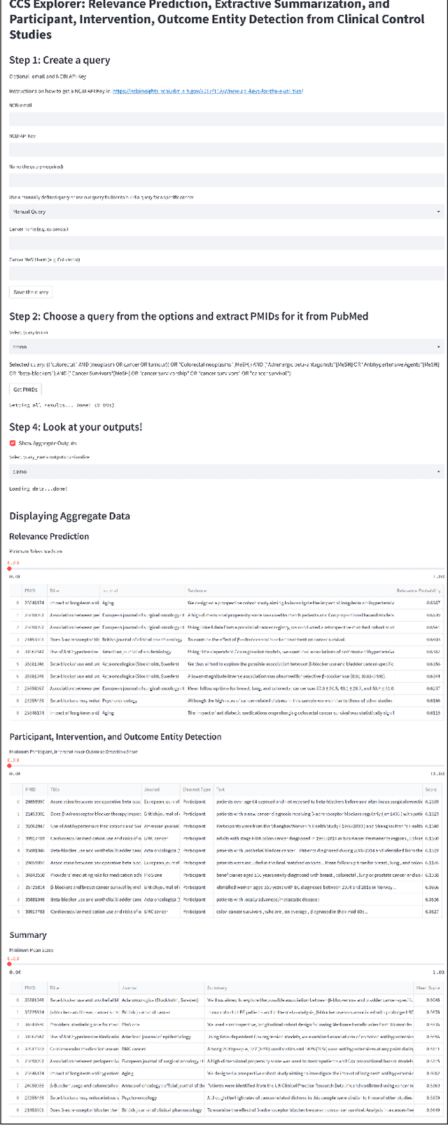 Figure 3 for CCS Explorer: Relevance Prediction, Extractive Summarization, and Named Entity Recognition from Clinical Cohort Studies