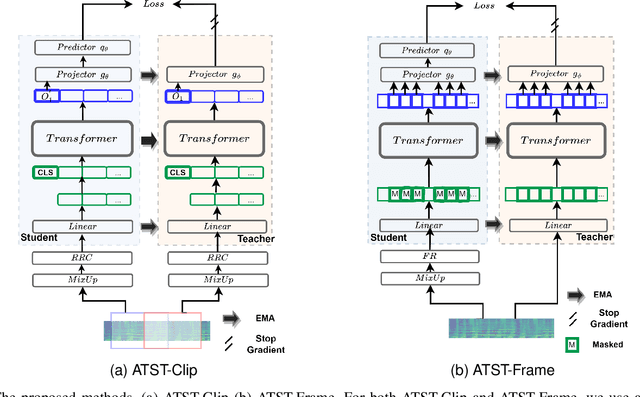 Figure 1 for Self-supervised Audio Teacher-Student Transformer for Both Clip-level and Frame-level Tasks