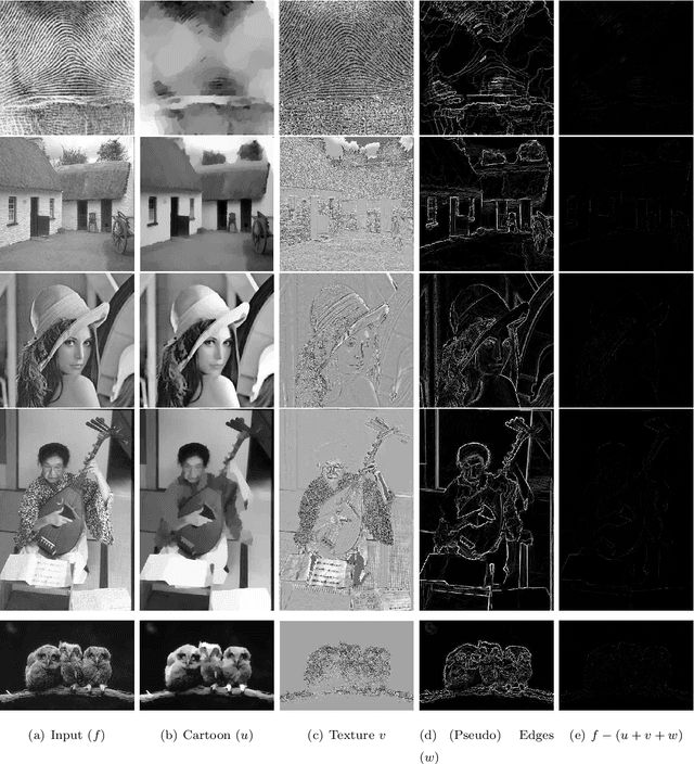 Figure 2 for Adaptive diffusion constrained total variation scheme with application to `cartoon + texture + edge' image decomposition