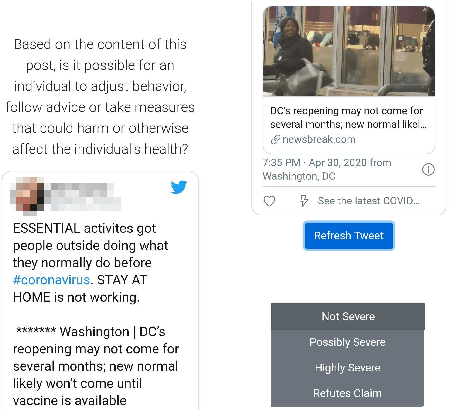 Figure 2 for Drink bleach or do what now? Covid-HeRA: A dataset for risk-informed health decision making in the presence of COVID19 misinformation