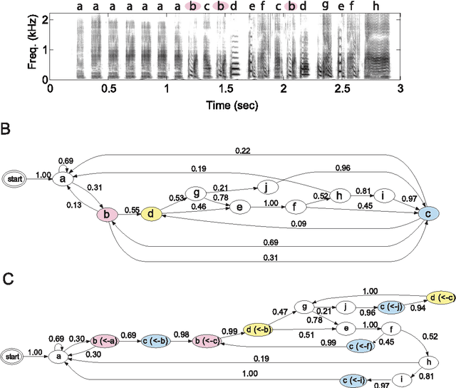 Figure 1 for Complex sequencing rules of birdsong can be explained by simple hidden Markov processes