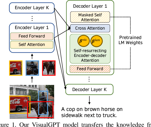 Figure 1 for VisualGPT: Data-efficient Image Captioning by Balancing Visual Input and Linguistic Knowledge from Pretraining