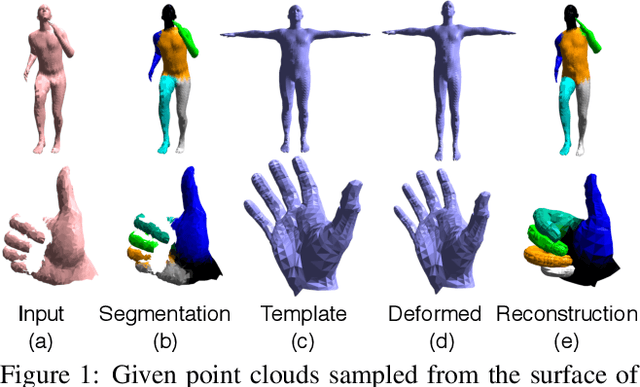 Figure 1 for LBS Autoencoder: Self-supervised Fitting of Articulated Meshes to Point Clouds