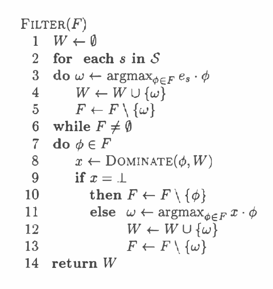 Figure 1 for Incremental Pruning: A Simple, Fast, Exact Method for Partially Observable Markov Decision Processes