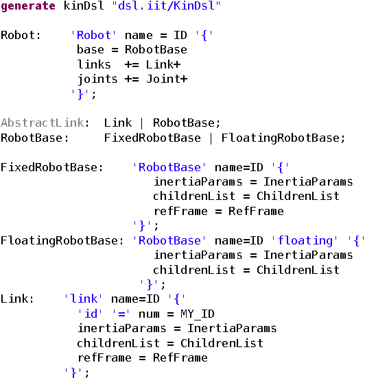 Figure 3 for A Domain Specific Language for kinematic models and fast implementations of robot dynamics algorithms
