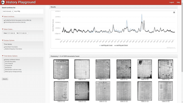 Figure 1 for History Playground: A Tool for Discovering Temporal Trends in Massive Textual Corpora