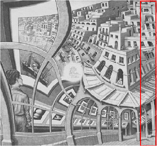 Figure 3 for Image In painting Applied to Art Completing Escher's Print Gallery