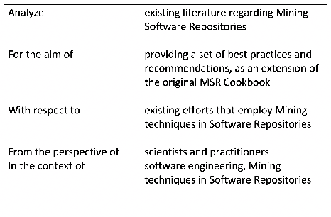 Figure 3 for A Mining Software Repository Extended Cookbook: Lessons learned from a literature review