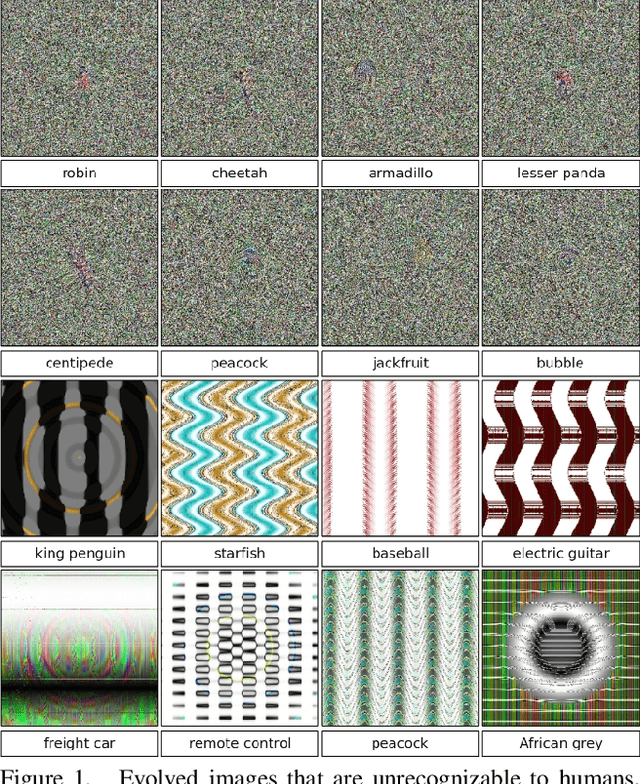 Figure 1 for Deep Neural Networks are Easily Fooled: High Confidence Predictions for Unrecognizable Images