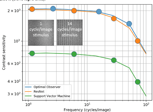 Figure 3 for Comparing pattern sensitivity of a convolutional neural network with an ideal observer and support vector machine