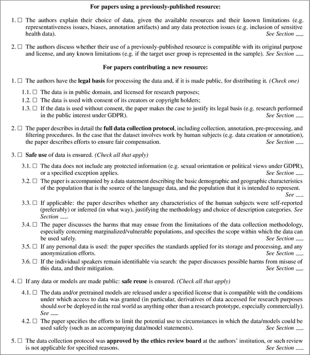Figure 2 for Just What do You Think You're Doing, Dave?' A Checklist for Responsible Data Use in NLP