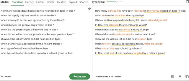 Figure 2 for Paraphrasing Techniques for Maritime QA system