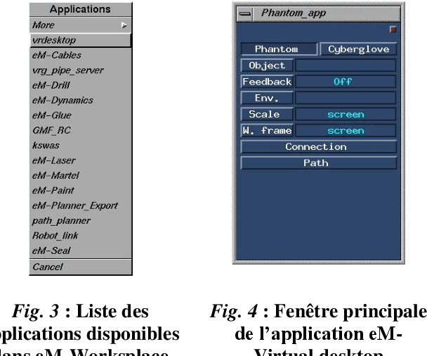 Figure 2 for Périphériques haptiques et simulation d'objets, de robots et de mannequins dans un environnement de CAO-Robotique : eM-Virtual Desktop