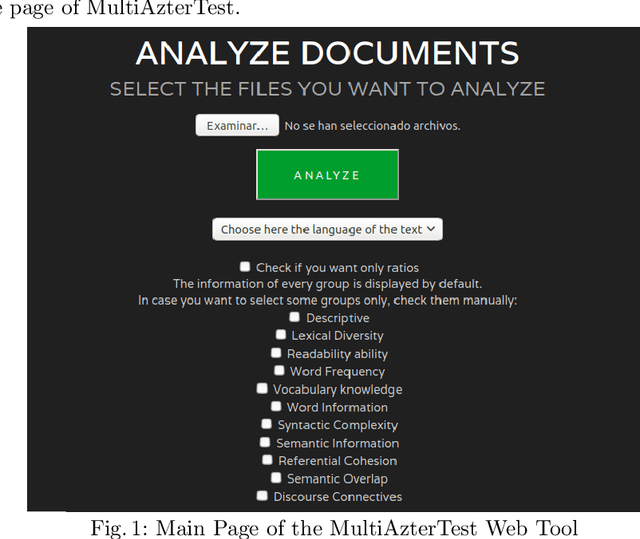 Figure 1 for MultiAzterTest: a Multilingual Analyzer on Multiple Levels of Language for Readability Assessment
