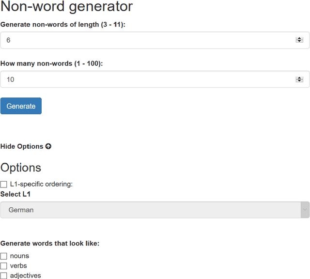 Figure 2 for An exploratory study of L1-specific non-words