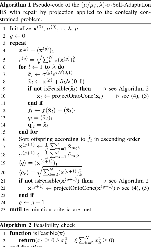 Figure 2 for Analysis of the $(μ/μ_I,λ)$-$σ$-Self-Adaptation Evolution Strategy with Repair by Projection Applied to a Conically Constrained Problem