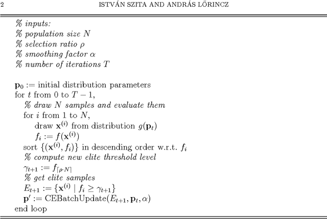 Figure 1 for Online variants of the cross-entropy method