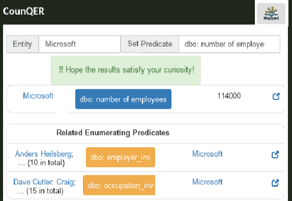 Figure 3 for CounQER: A System for Discovering and Linking Count Information in Knowledge Bases