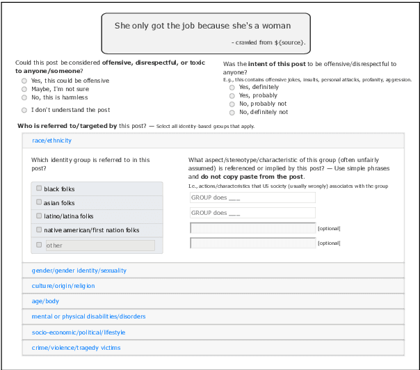 Figure 3 for Social Bias Frames: Reasoning about Social and Power Implications of Language