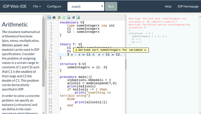 Figure 1 for A web-based IDE for IDP