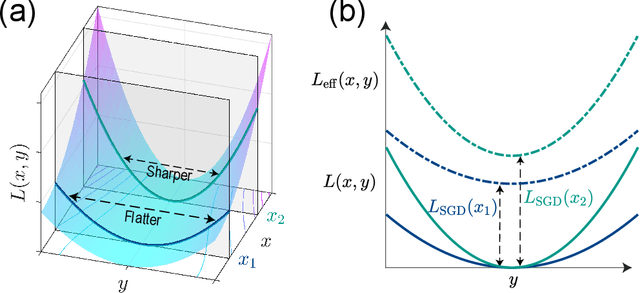 Figure 1 for Stochastic gradient descent introduces an effective landscape-dependent regularization favoring flat solutions