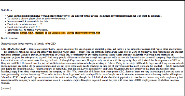 Figure 1 for Supervised Topical Key Phrase Extraction of News Stories using Crowdsourcing, Light Filtering and Co-reference Normalization