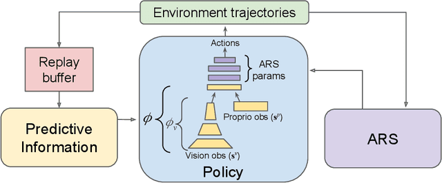 Figure 1 for PI-ARS: Accelerating Evolution-Learned Visual-Locomotion with Predictive Information Representations
