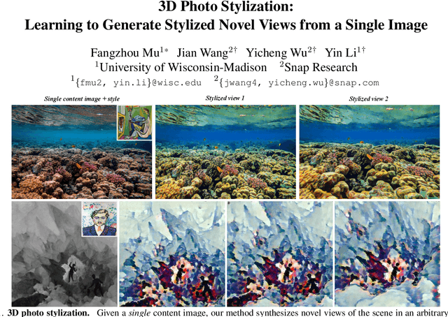 Figure 1 for 3D Photo Stylization: Learning to Generate Stylized Novel Views from a Single Image