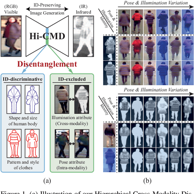 Figure 1 for Hi-CMD: Hierarchical Cross-Modality Disentanglement for Visible-Infrared Person Re-Identification