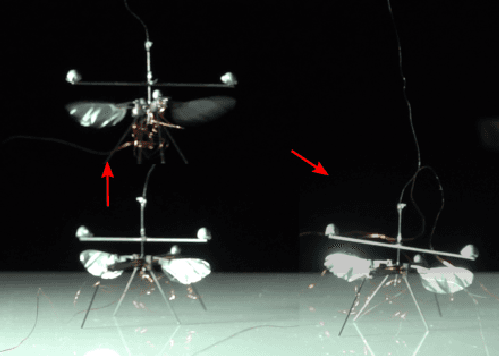 Figure 4 for RoboFly: An insect-sized robot with simplified fabrication that is capable of flight, ground, and water surface locomotion