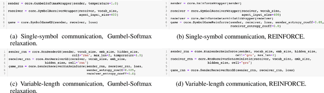 Figure 3 for EGG: a toolkit for research on Emergence of lanGuage in Games