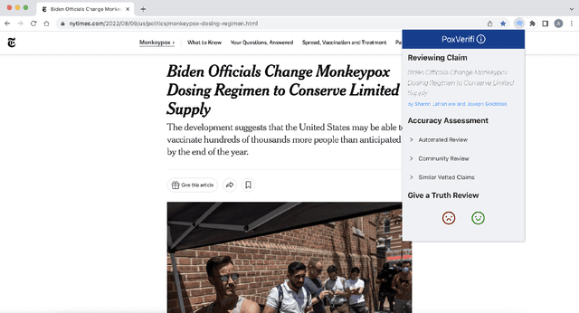 Figure 1 for PoxVerifi: An Information Verification System to Combat Monkeypox Misinformation