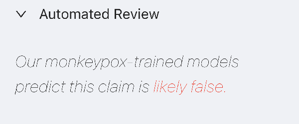 Figure 3 for PoxVerifi: An Information Verification System to Combat Monkeypox Misinformation