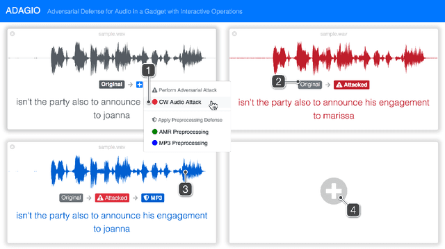 Figure 1 for ADAGIO: Interactive Experimentation with Adversarial Attack and Defense for Audio