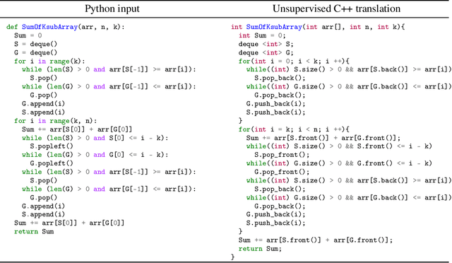 Figure 3 for Unsupervised Translation of Programming Languages