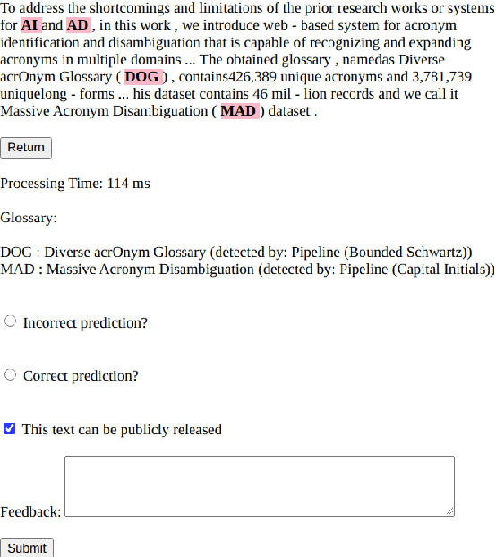 Figure 2 for MadDog: A Web-based System for Acronym Identification and Disambiguation