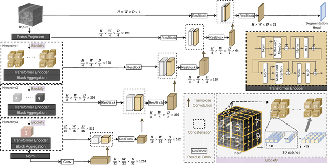 Figure 1 for UNesT: Local Spatial Representation Learning with Hierarchical Transformer for Efficient Medical Segmentation