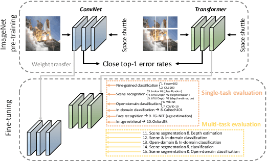 Figure 1 for ConvNets vs. Transformers: Whose Visual Representations are More Transferable?