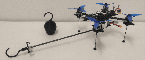 Figure 1 for Payload Grasping and Transportation by a Quadrotor with a Hook-Based Manipulator