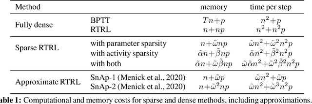 Figure 1 for Efficient Real Time Recurrent Learning through combined activity and parameter sparsity
