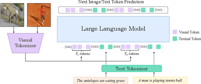 Figure 1 for Unified Language-Vision Pretraining in LLM with Dynamic Discrete Visual Tokenization