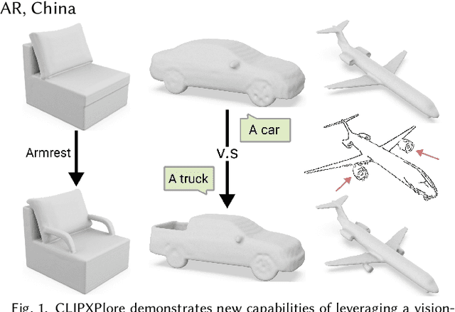 Figure 1 for CLIPXPlore: Coupled CLIP and Shape Spaces for 3D Shape Exploration