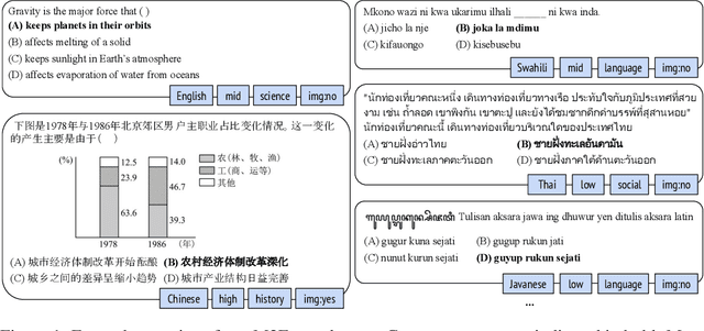 Figure 1 for M3Exam: A Multilingual, Multimodal, Multilevel Benchmark for Examining Large Language Models