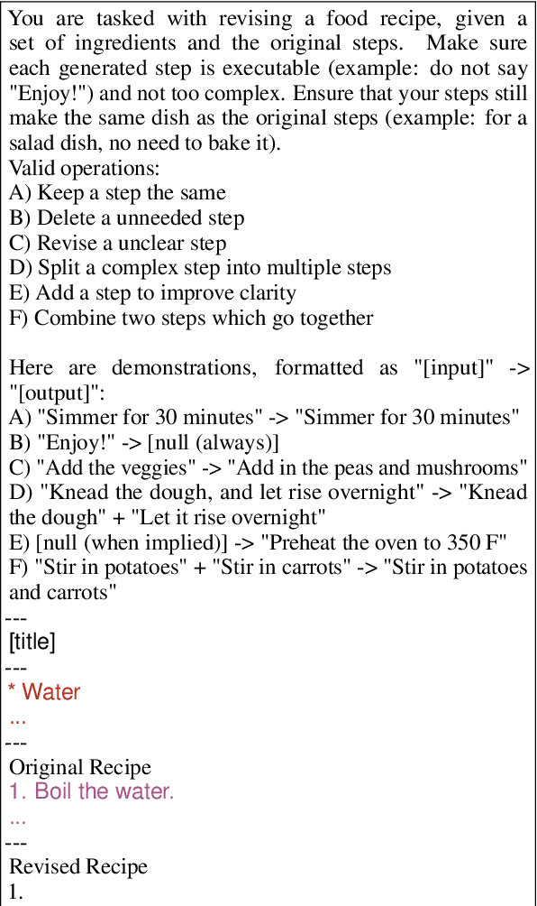 Figure 1 for Large Language Models as Sous Chefs: Revising Recipes with GPT-3